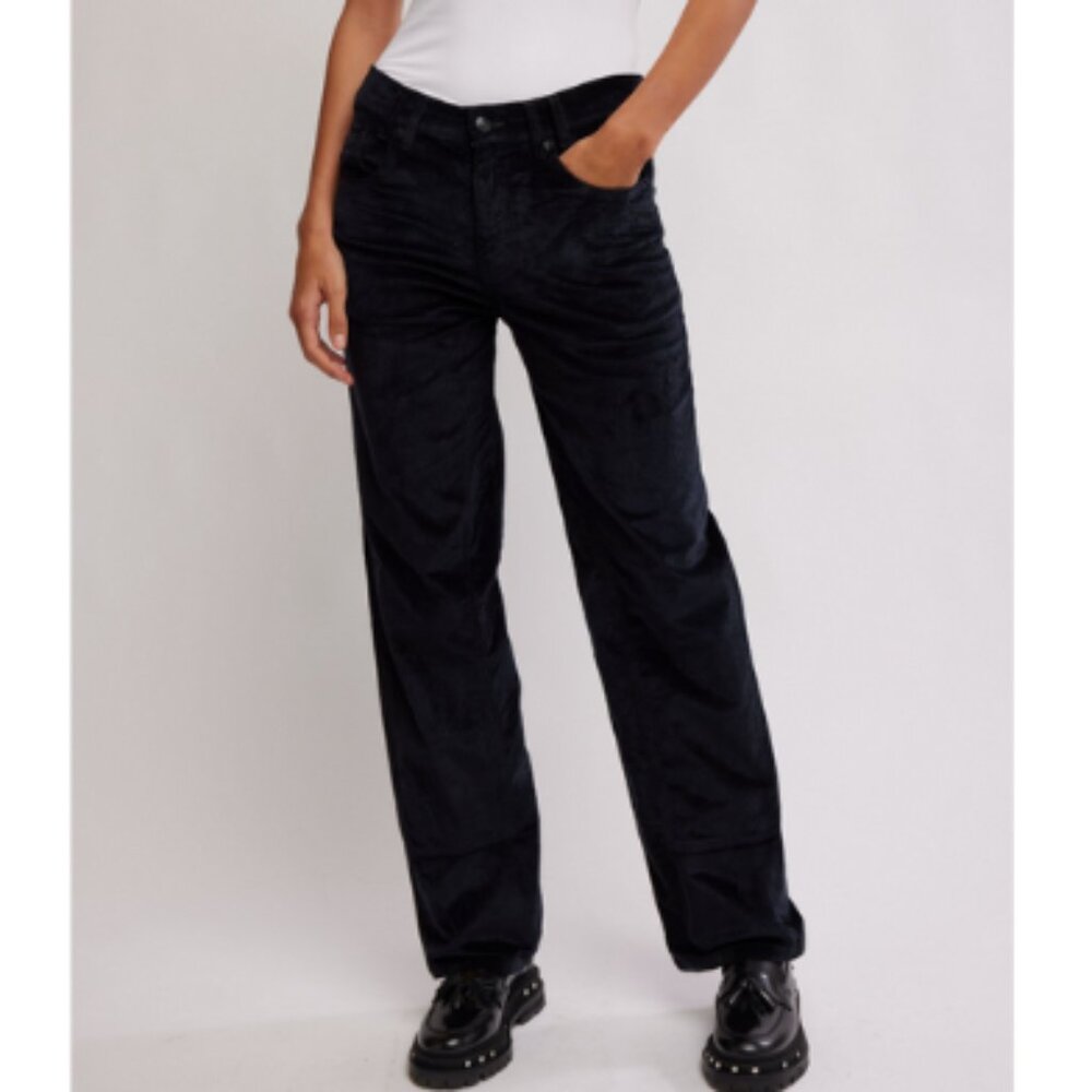 Free People Black Straight Leg Pants